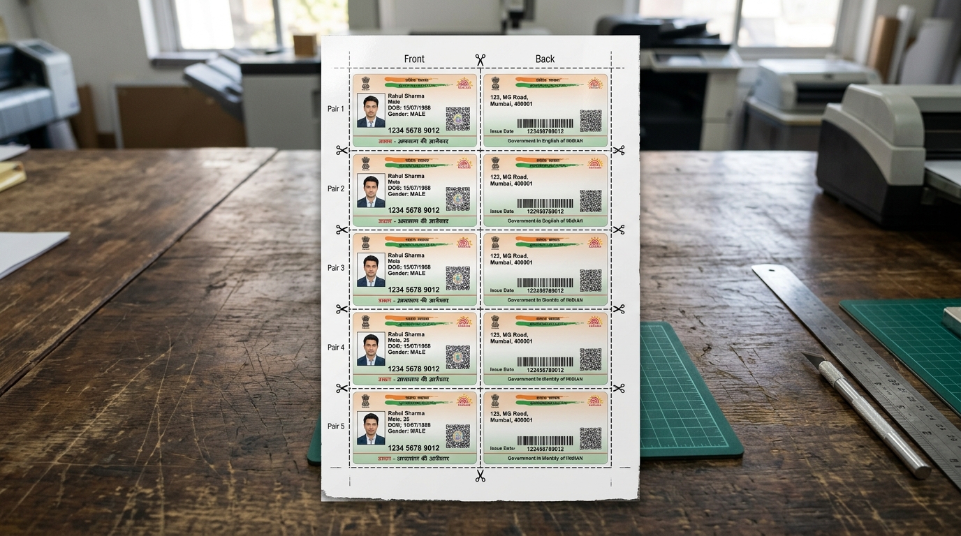 Aadhaar and ID Card Fit Sheet Layout