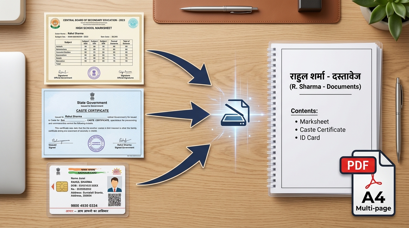 Convert Multiple Images (Marksheet, Certificate, ID) to Single A4 Multi-Page PDF
