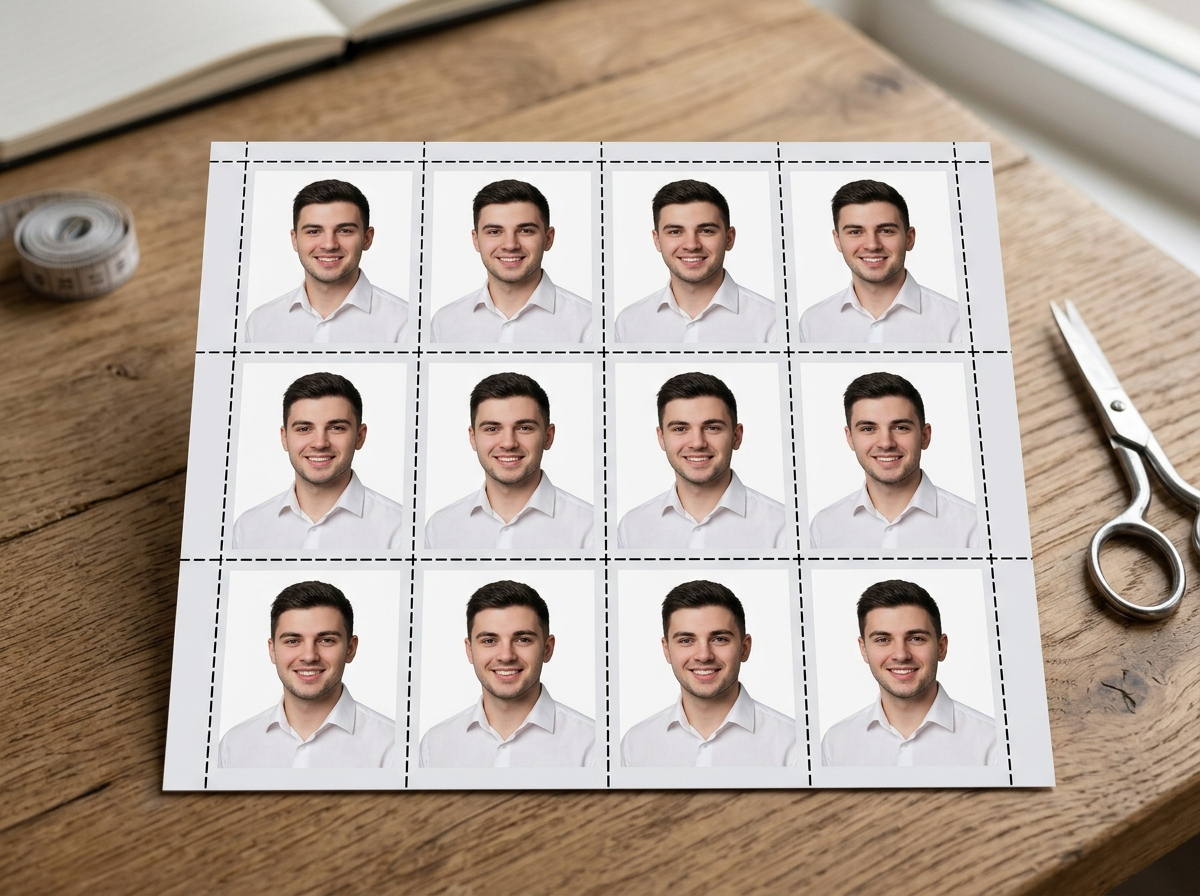 12 Passport Photos on 5x7 Sheet